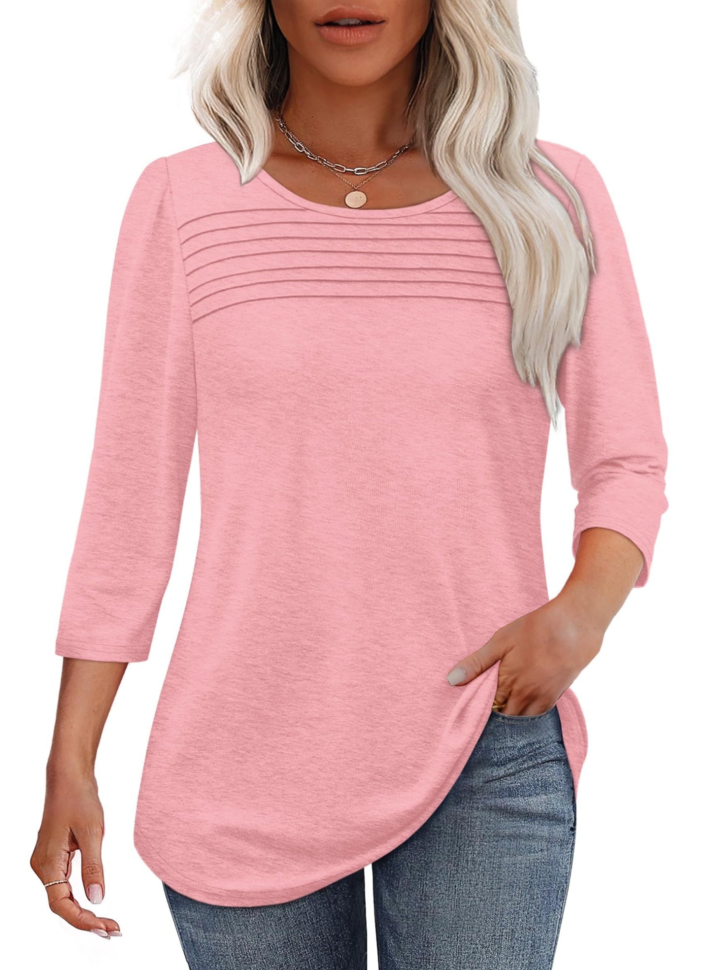 Women's Pleated Blouse – Light Pink