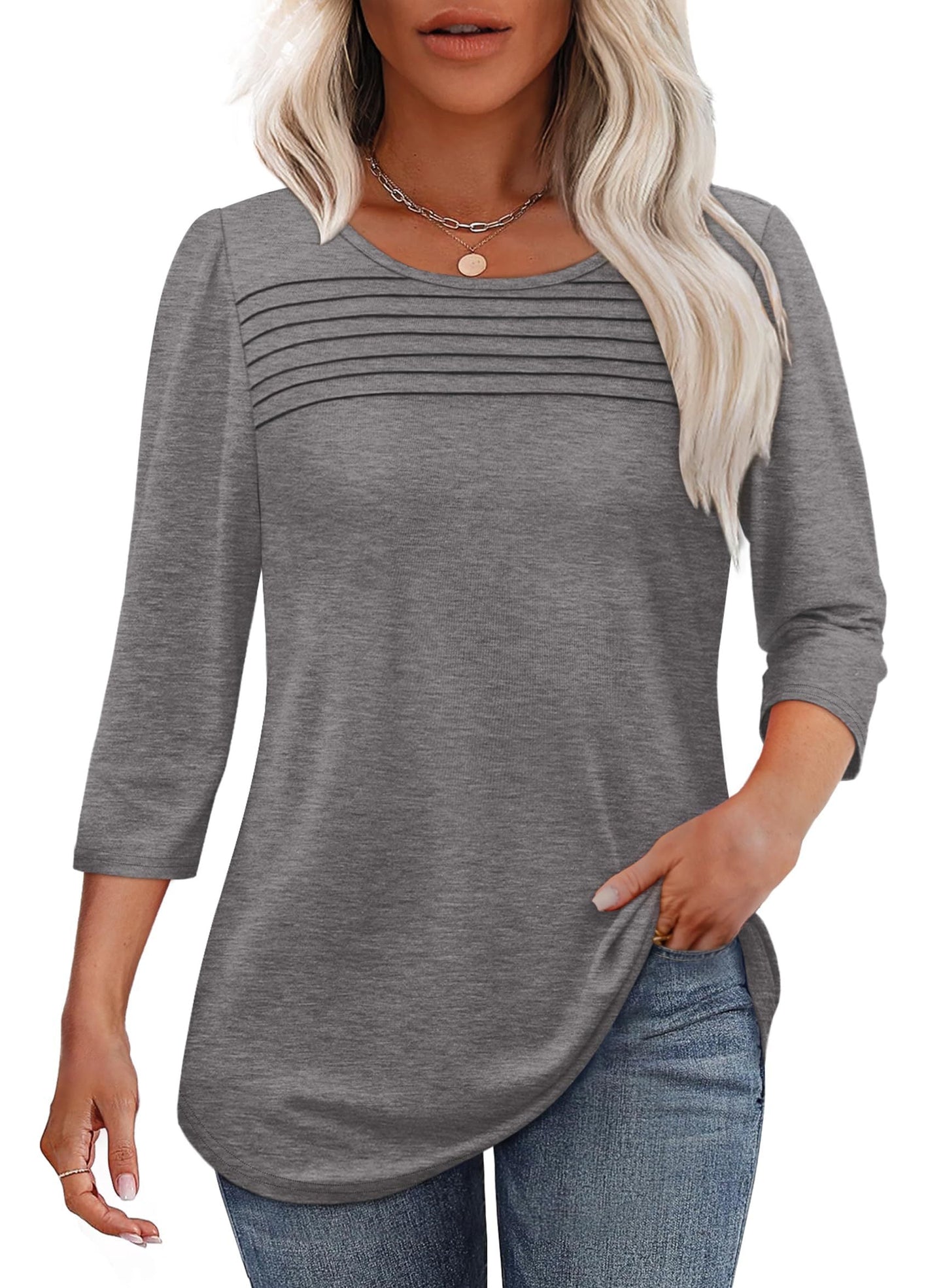 Women's Pleated Blouse – Grey