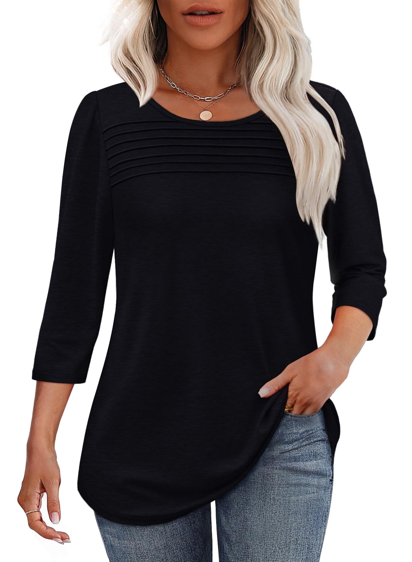 Women's Pleated Blouse – Black