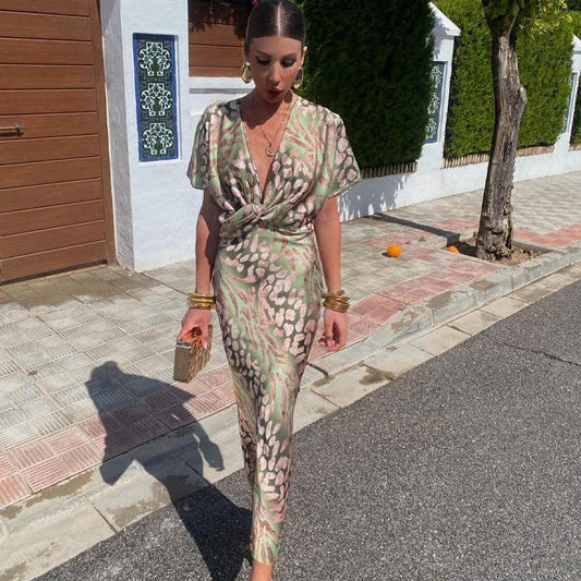 Women's V Neck Midi Dress