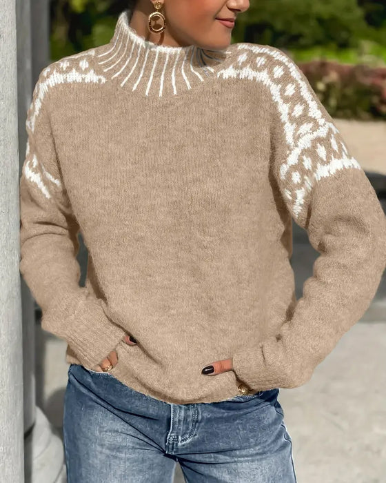Women's Turtleneck Long Sleeve Sweater – Apricot