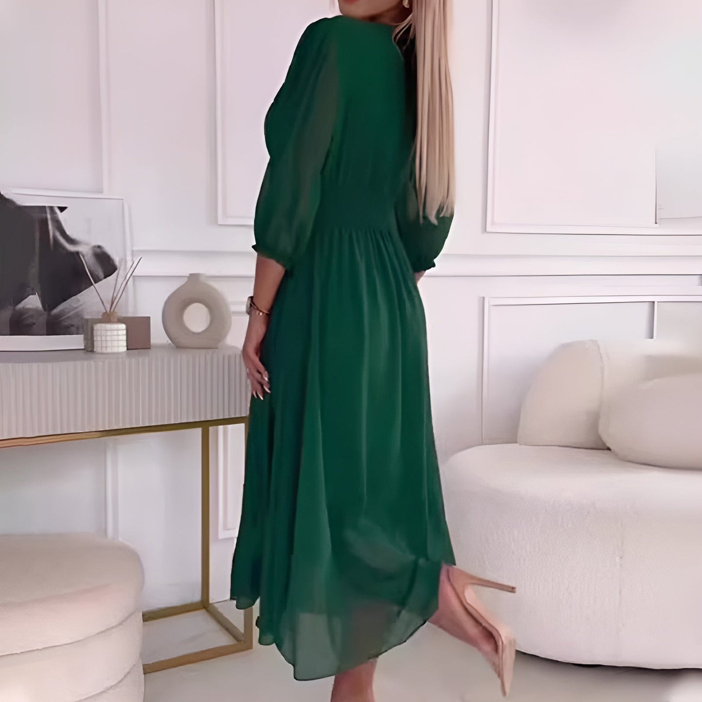 Women's V Neck Midi Dress