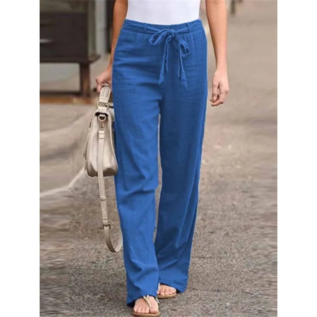 Women's Wide Leg Drawstring Palazzo Pants – Blue