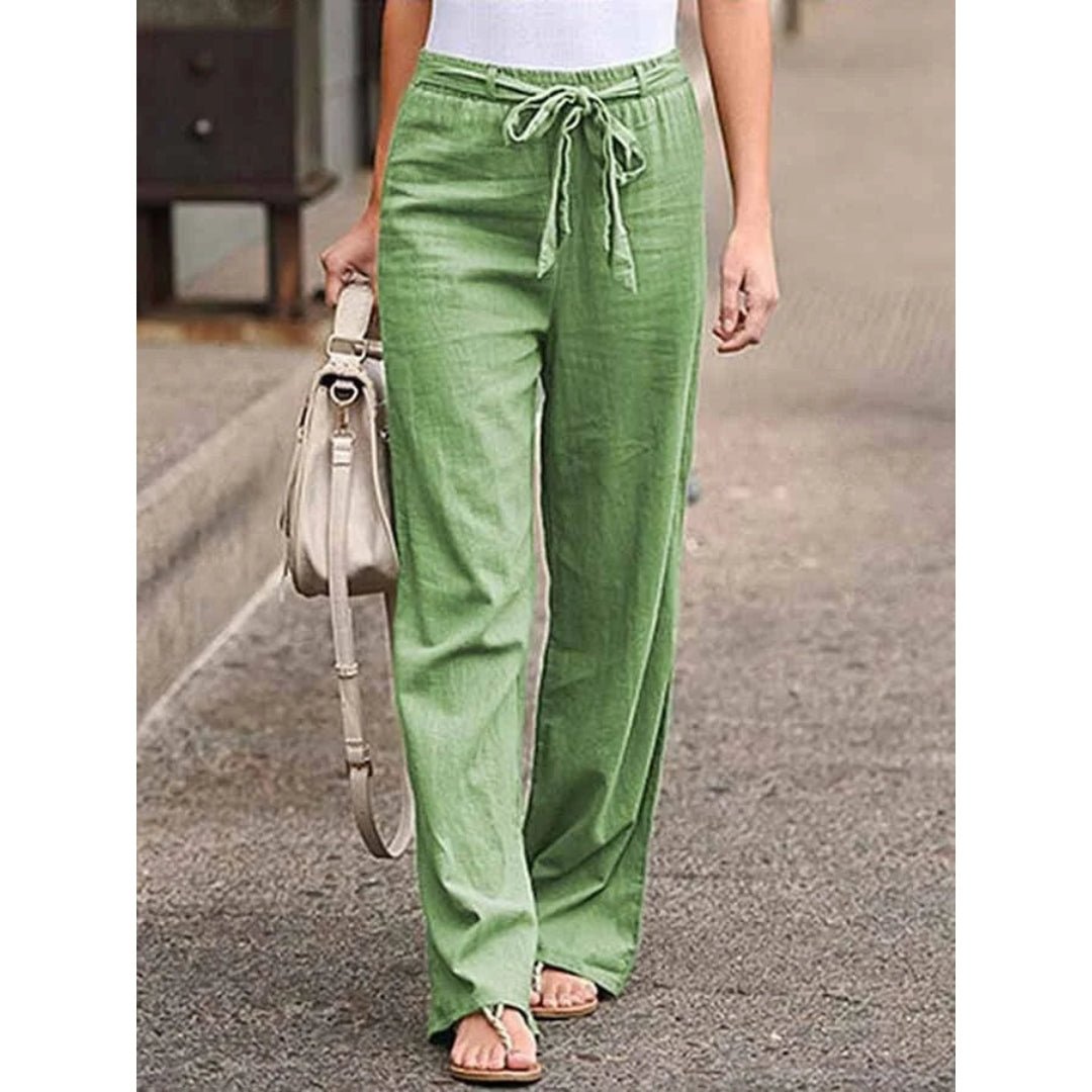 Women's Wide Leg Drawstring Palazzo Pants – Green