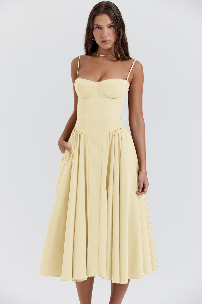 Women's Midi Dress – Yellow