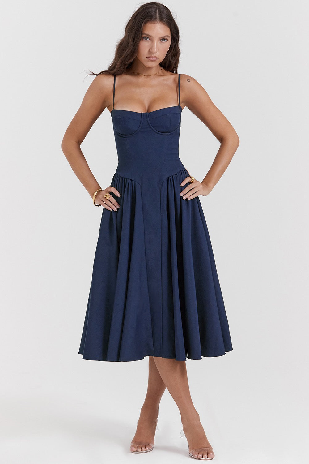 Women's Midi Dress – Navy Blue