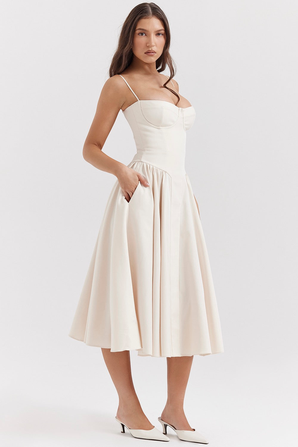 Women's Midi Dress – Beige