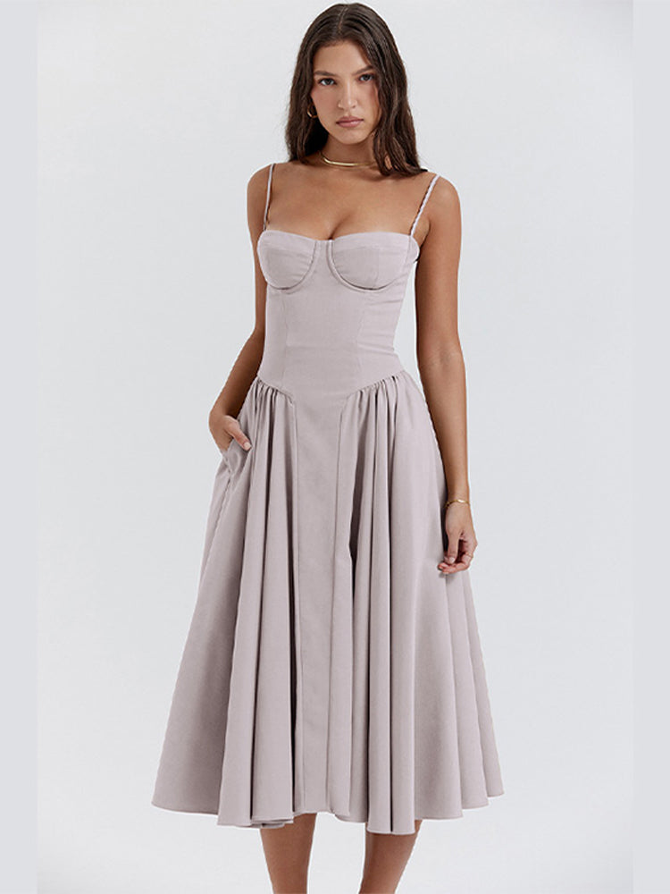 Women's Midi Dress – Light Grey
