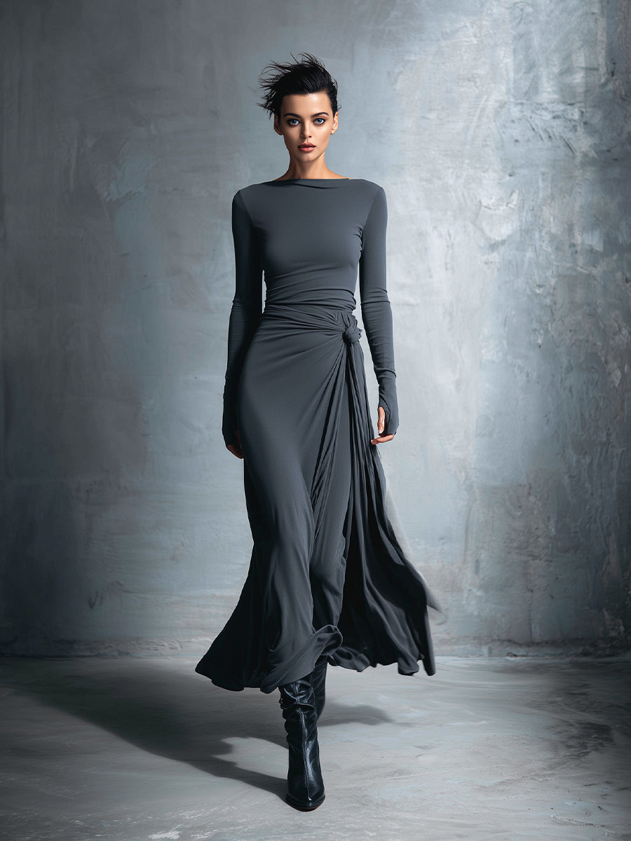 Women's Wrap Maxi Dress – Grey