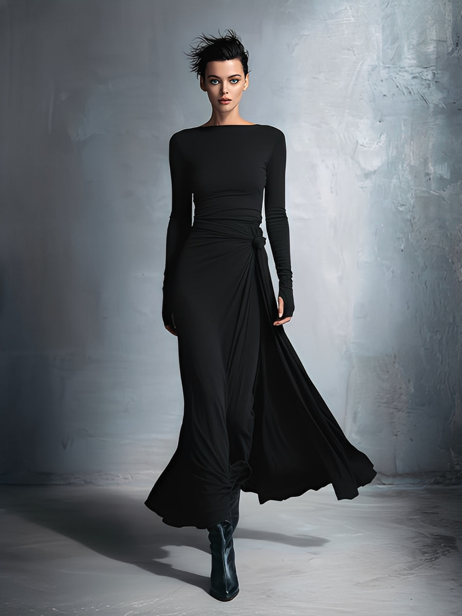 Women's Wrap Maxi Dress – Black