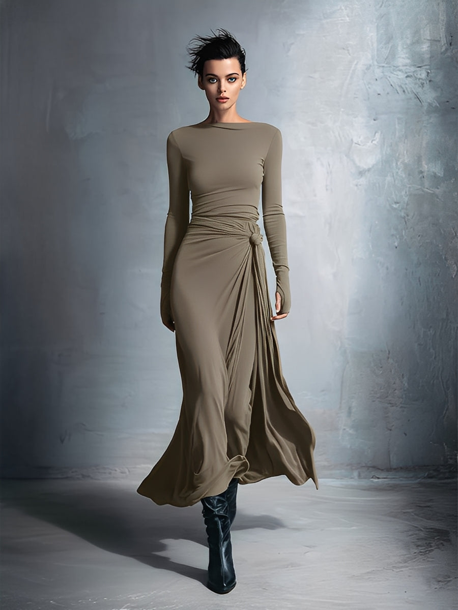 Women's Wrap Maxi Dress – Khaki