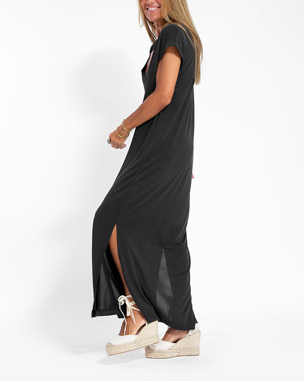 Women's V Neck Maxi Dress