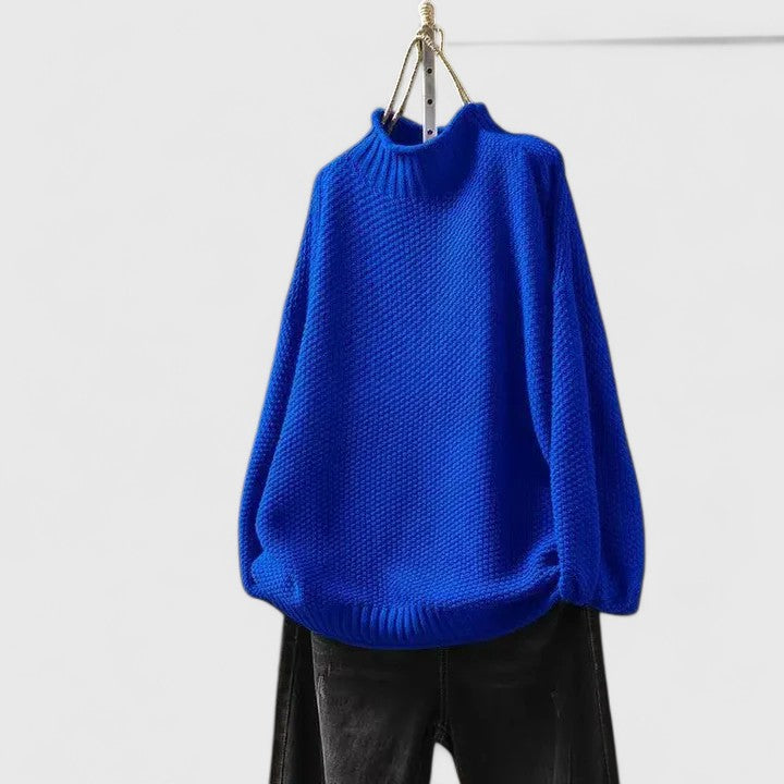 Women's Mock Neck Long Sleeve Sweater – Blue