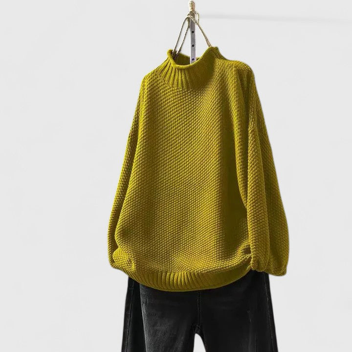 Women's Mock Neck Long Sleeve Sweater – Yellow
