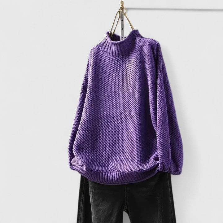 Women's Mock Neck Long Sleeve Sweater – Purple