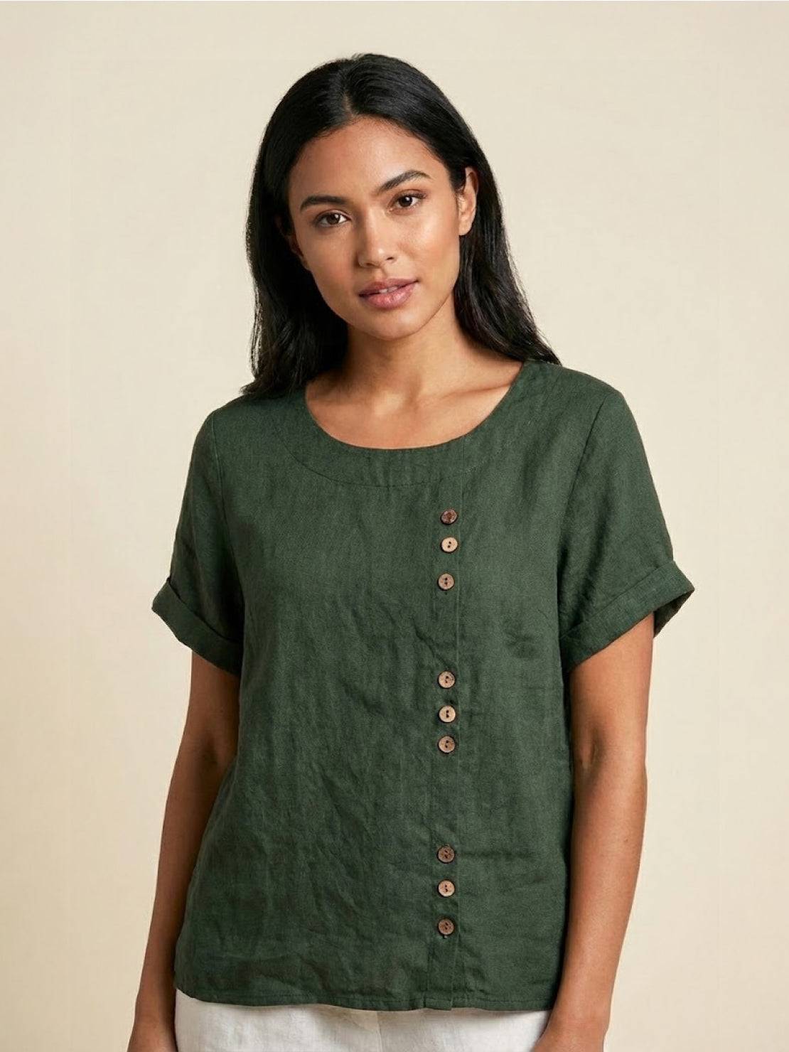 Women's Short Sleeve Blouse – Army Green