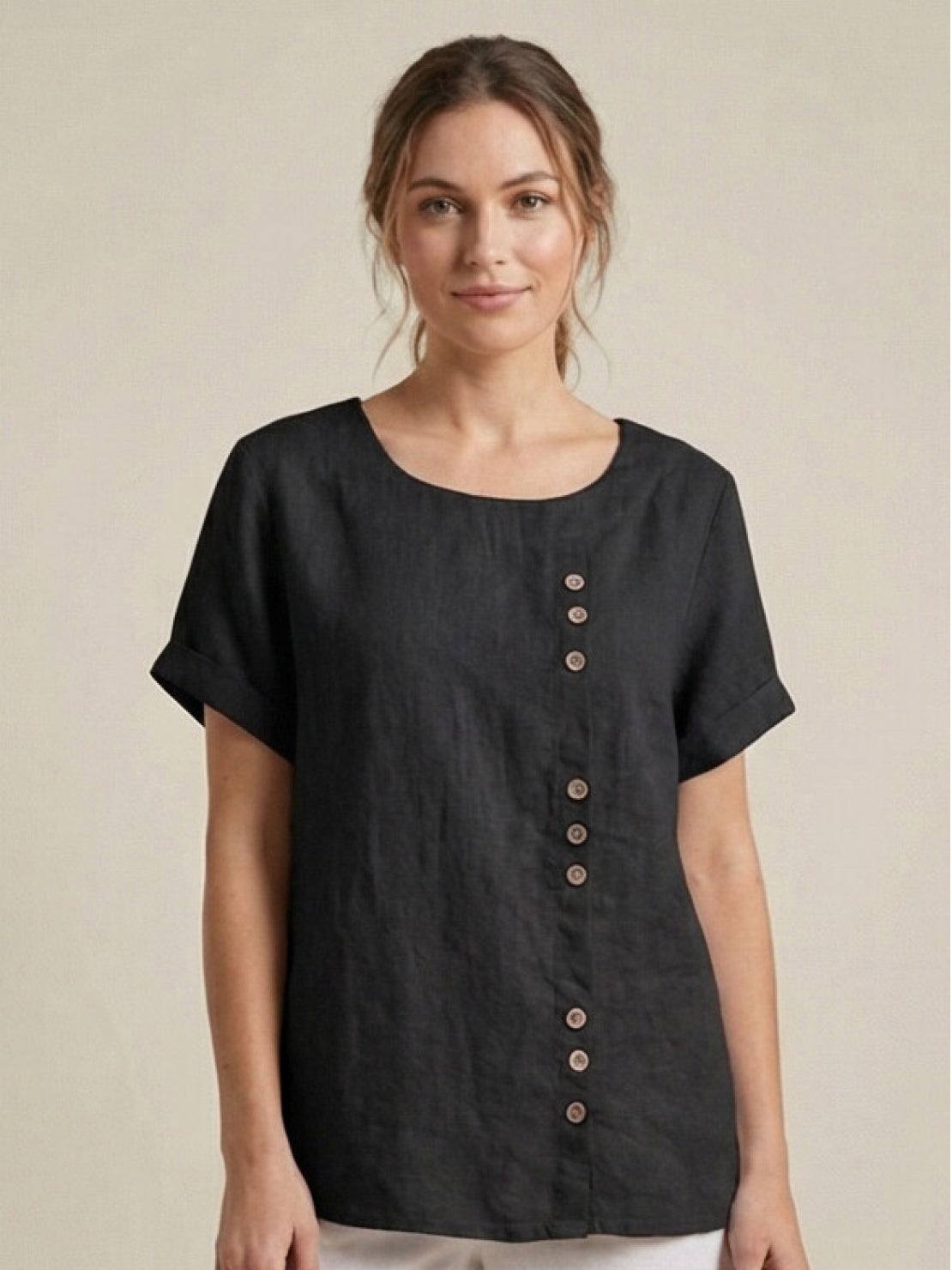 Women's Short Sleeve Blouse – Black