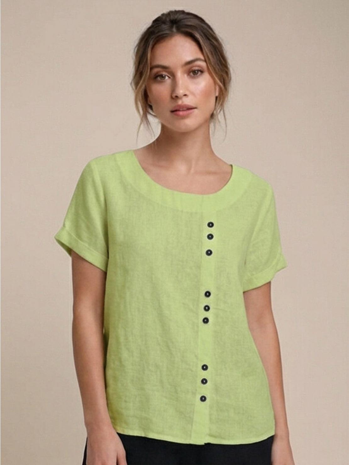 Women's Short Sleeve Blouse – Lime Green
