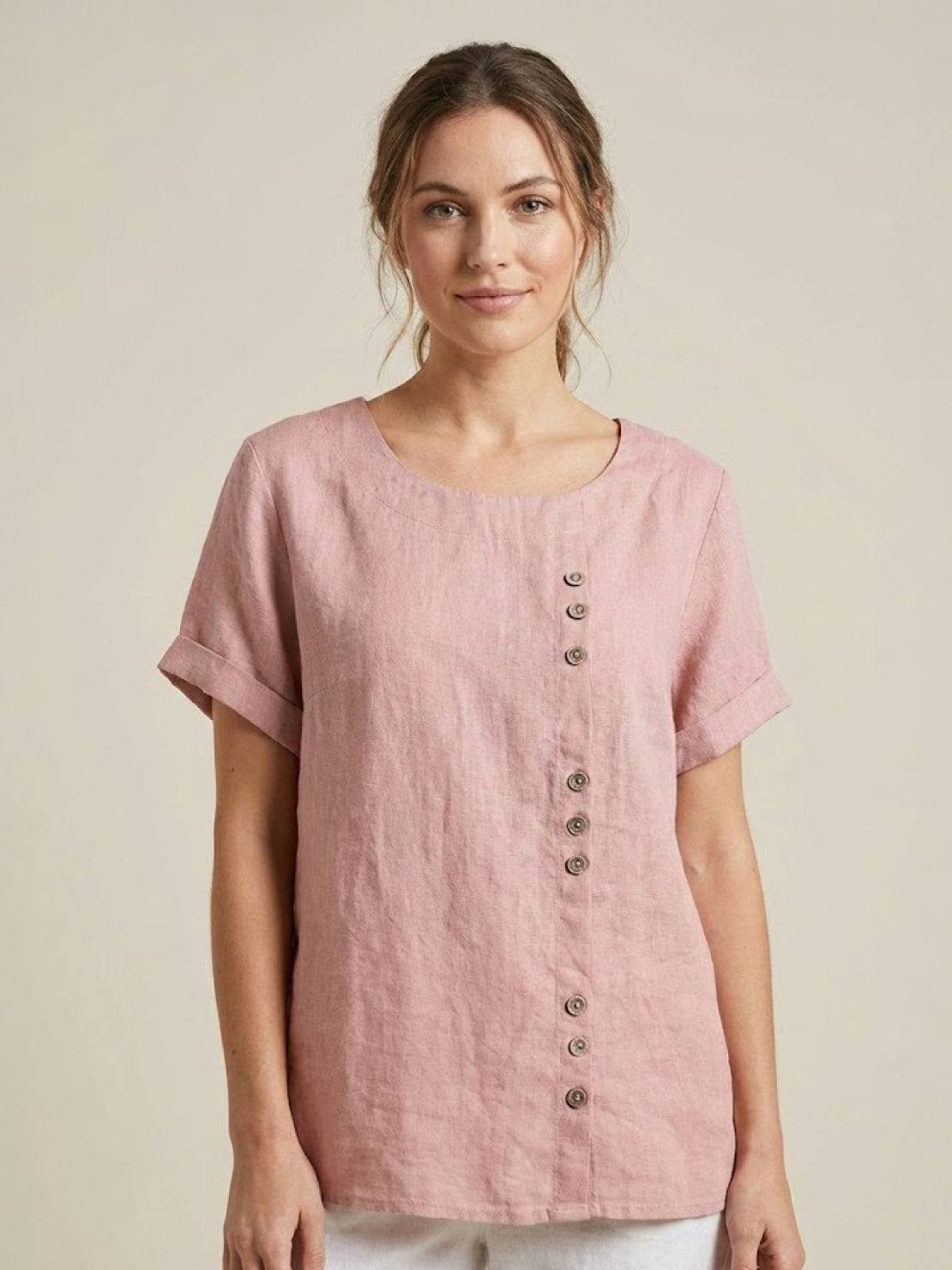 Women's Short Sleeve Blouse – Light Pink
