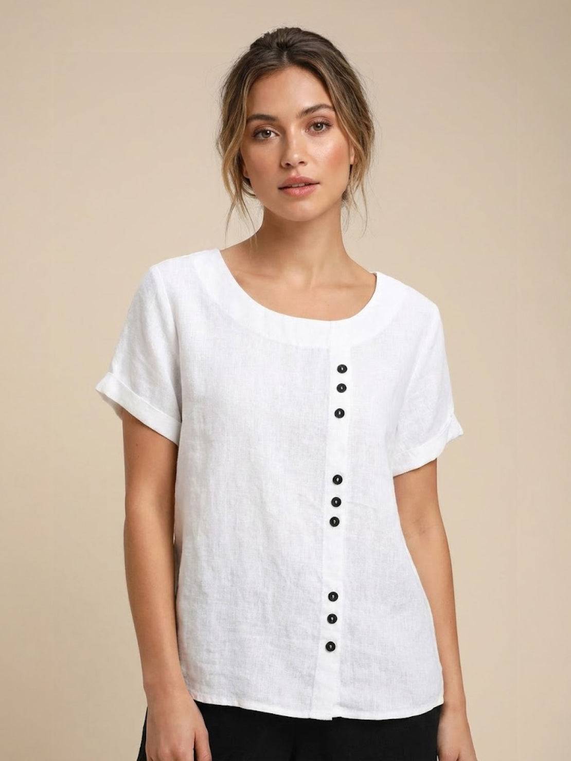 Women's Short Sleeve Blouse – White