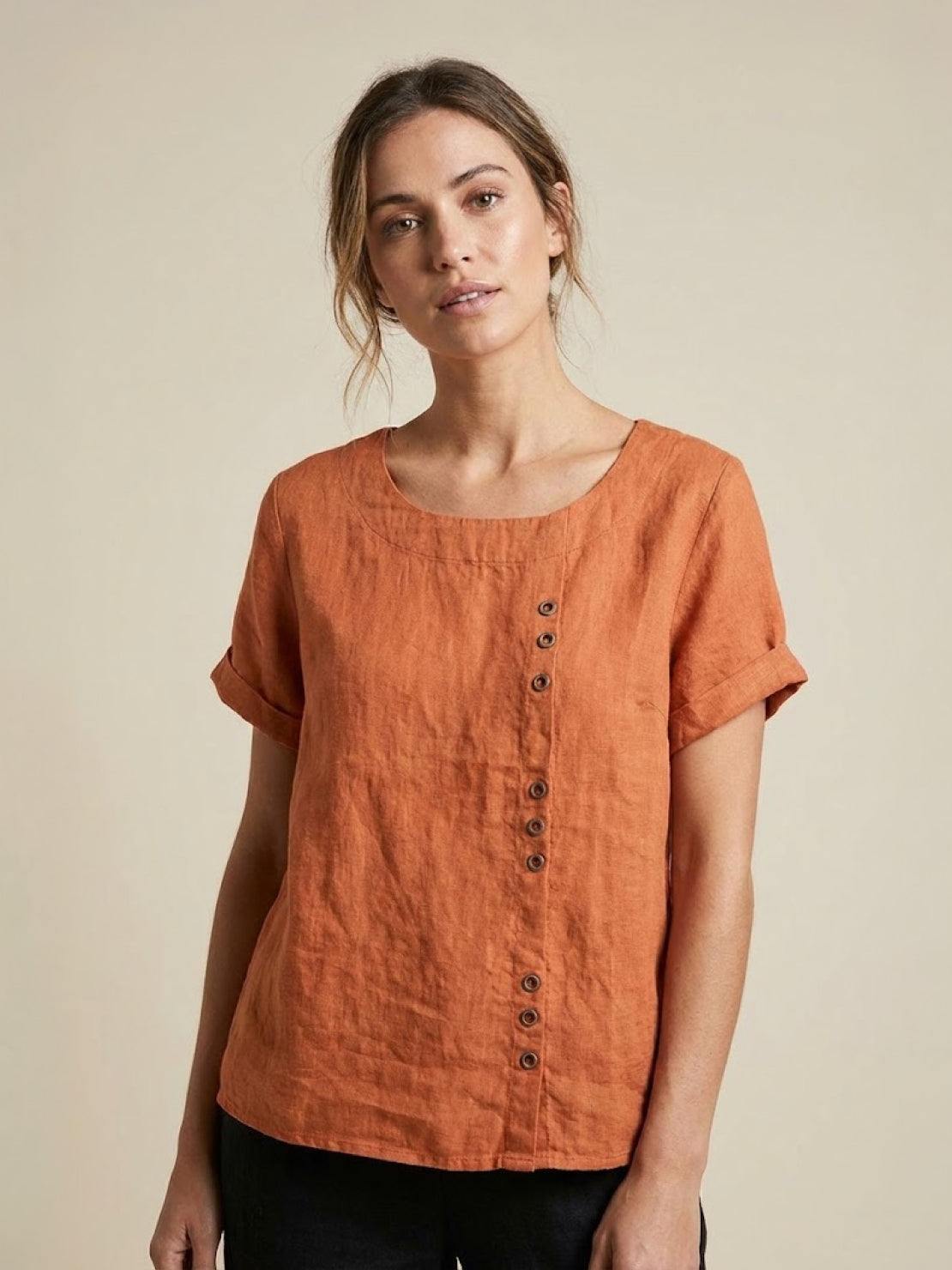 Women's Short Sleeve Blouse – Orange