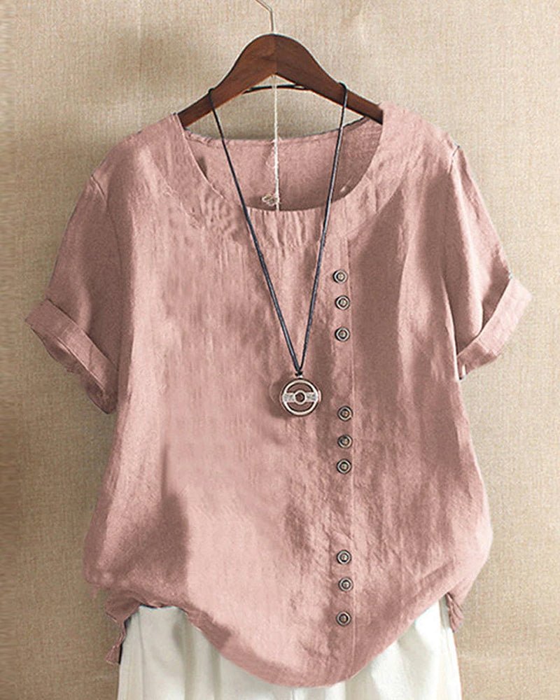 Women's Short Sleeve Blouse – Pink