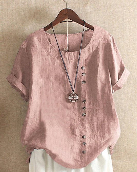 Women's Short Sleeve Blouse – Pink