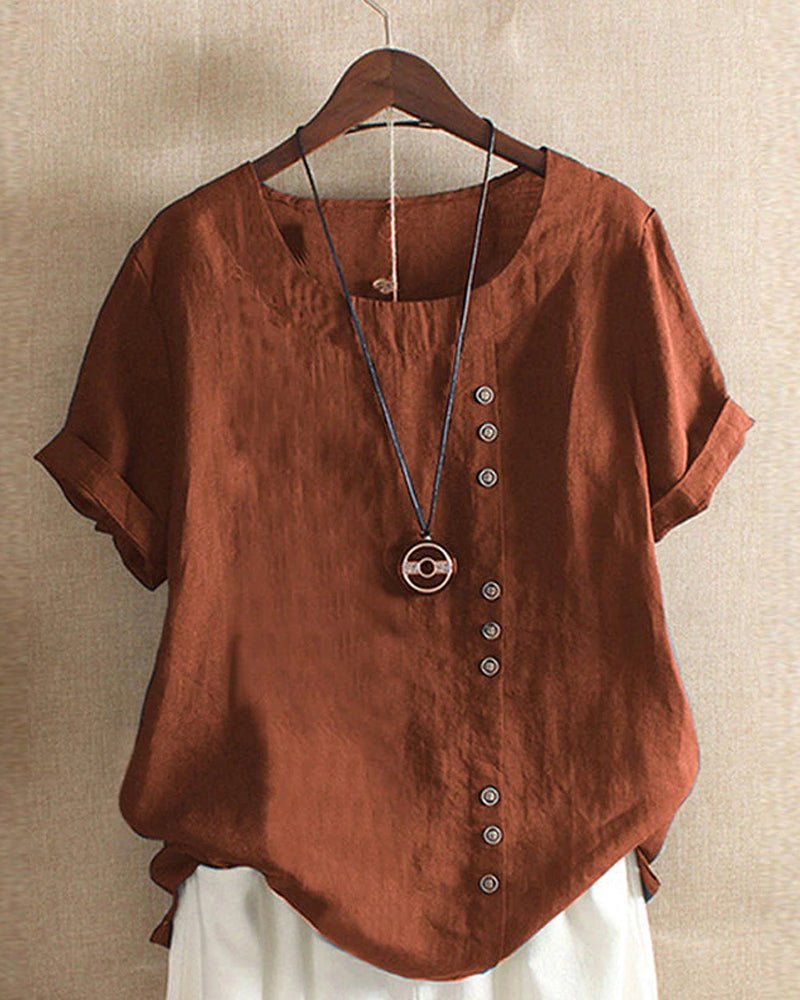 Women's Short Sleeve Blouse – Brown