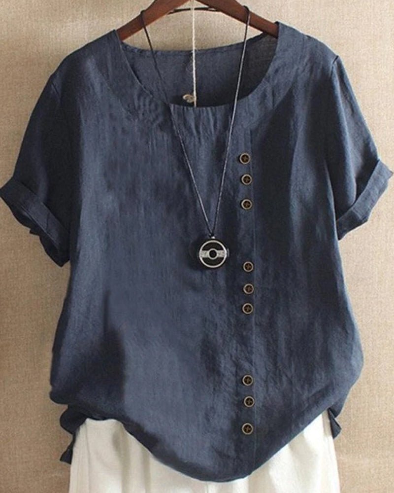 Women's Short Sleeve Blouse – Blue