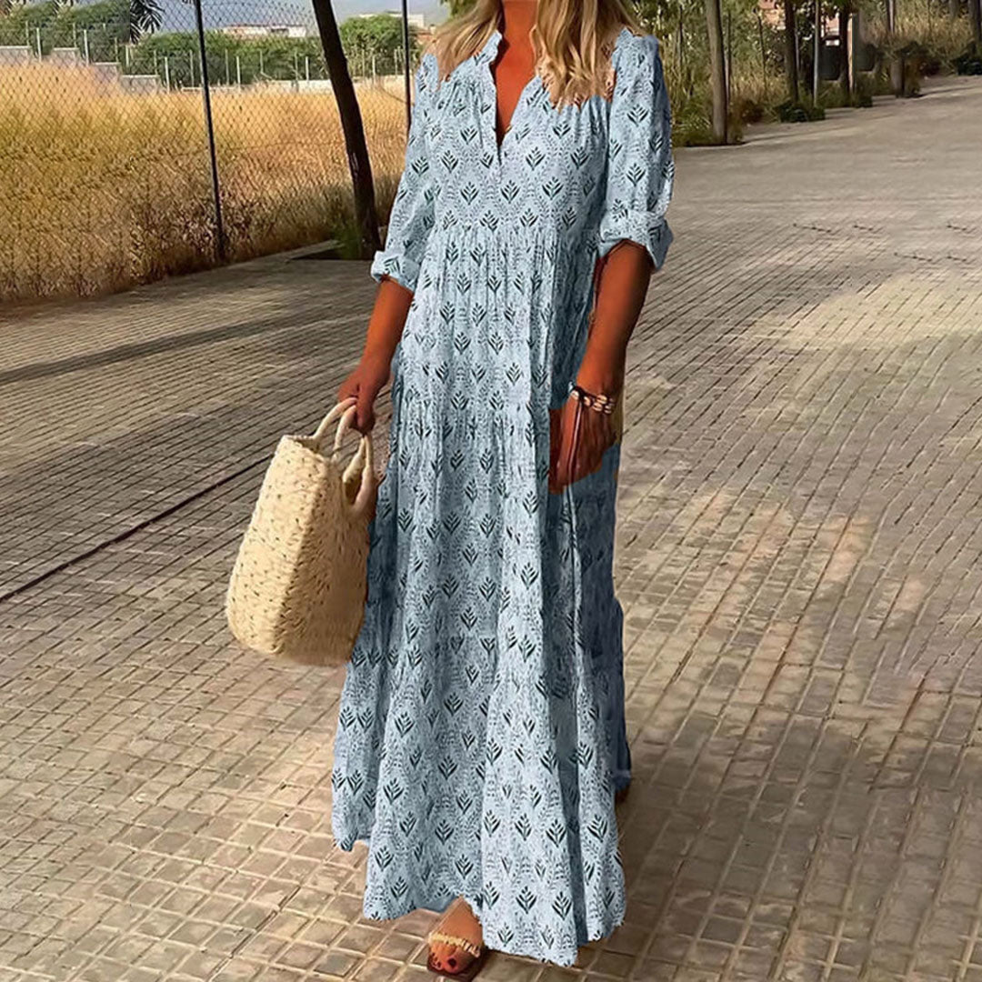 Women's V Neck Maxi Dress – Blue
