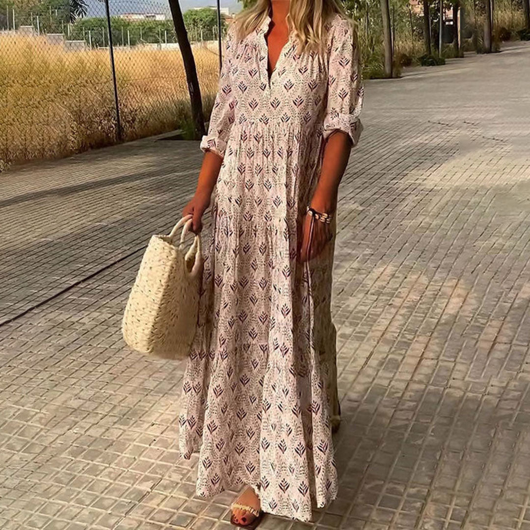 Women's V Neck Maxi Dress – Pink