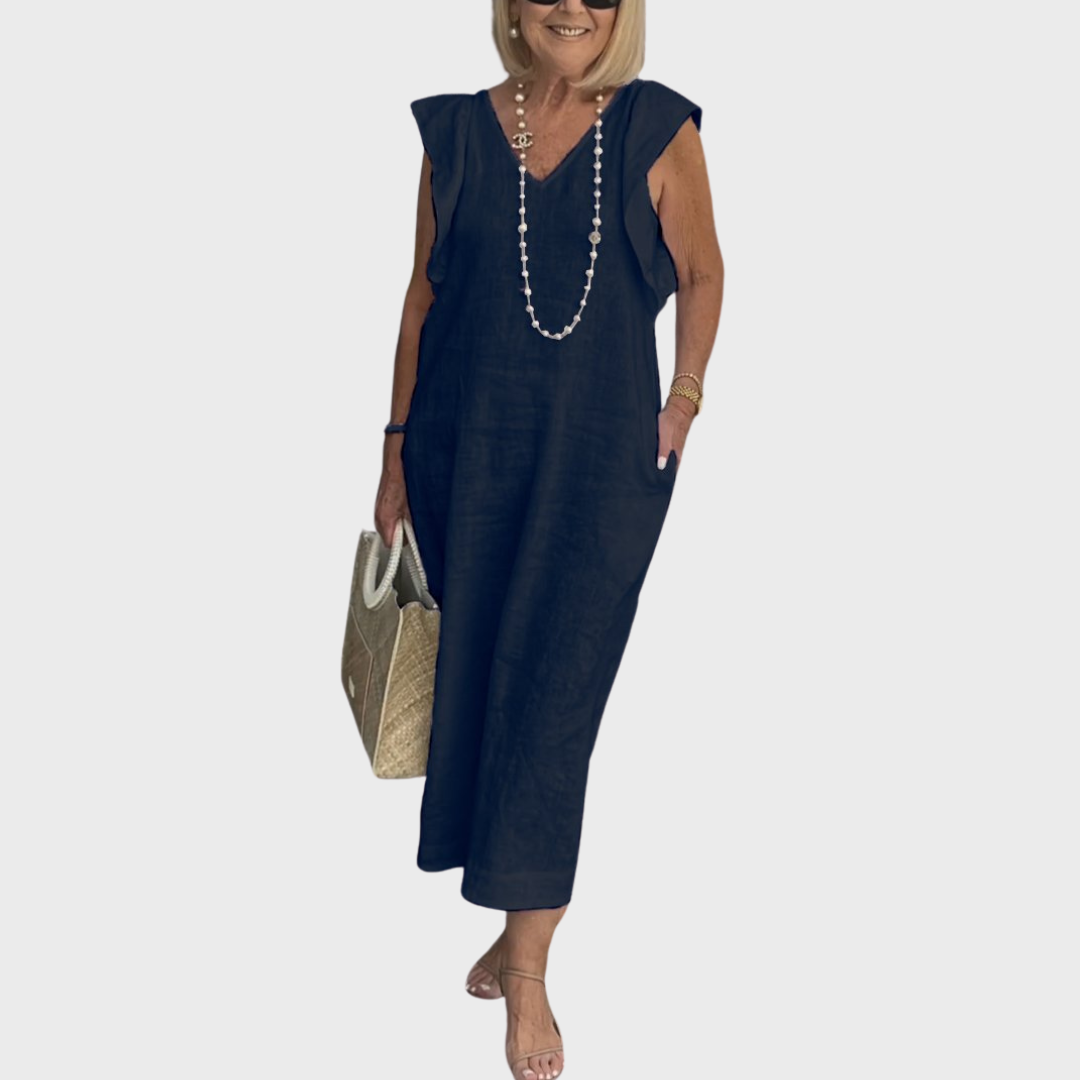 Women's V Neck Maxi Dress – Dark Blue
