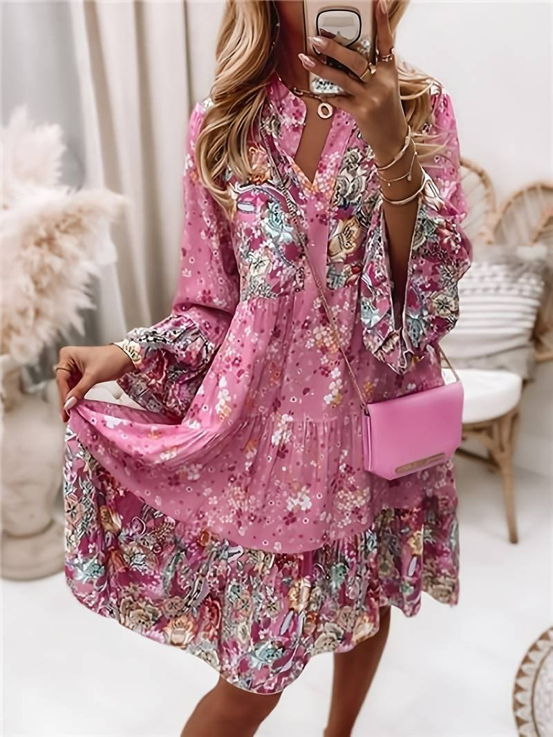 Women's Tiered Midi Dress – Pink