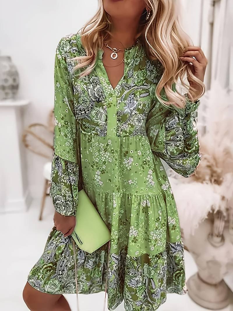 Women's Tiered Midi Dress – Green