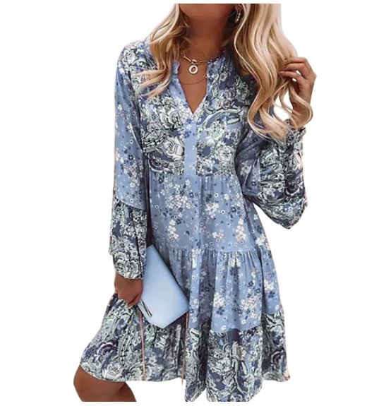 Women's Tiered Midi Dress – Blue