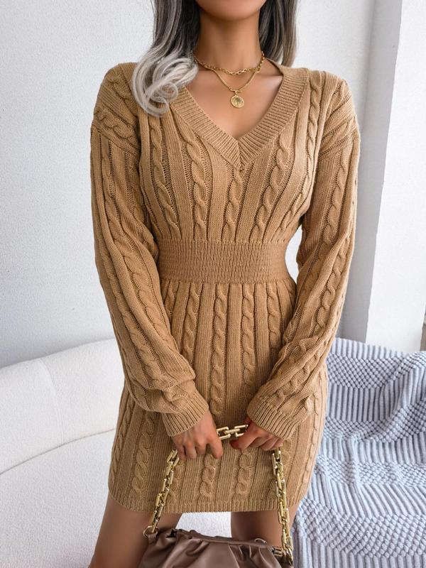 Women's V Neck Mini Dress – Khaki