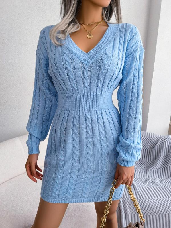 Women's V Neck Mini Dress – Blue