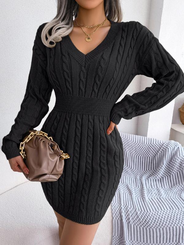 Women's V Neck Mini Dress – Black