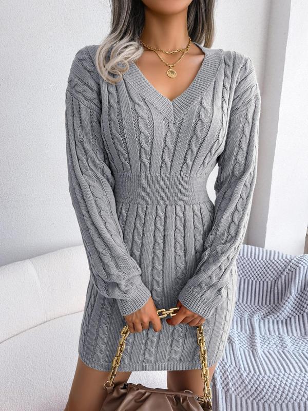 Women's V Neck Mini Dress – Grey