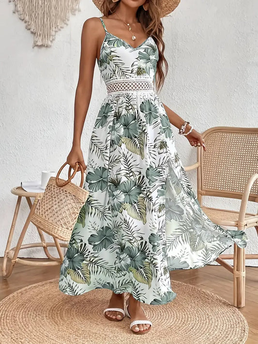 Women's V Neck Maxi Dress – Green