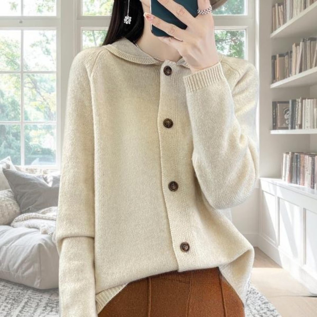 Women's Long Sleeve Cardigan – Beige