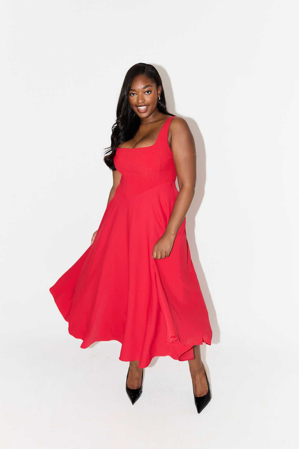Women's Square Neck Midi Dress