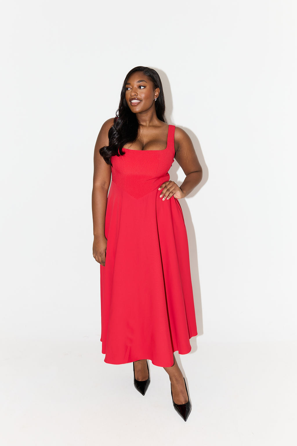 Women's Square Neck Midi Dress