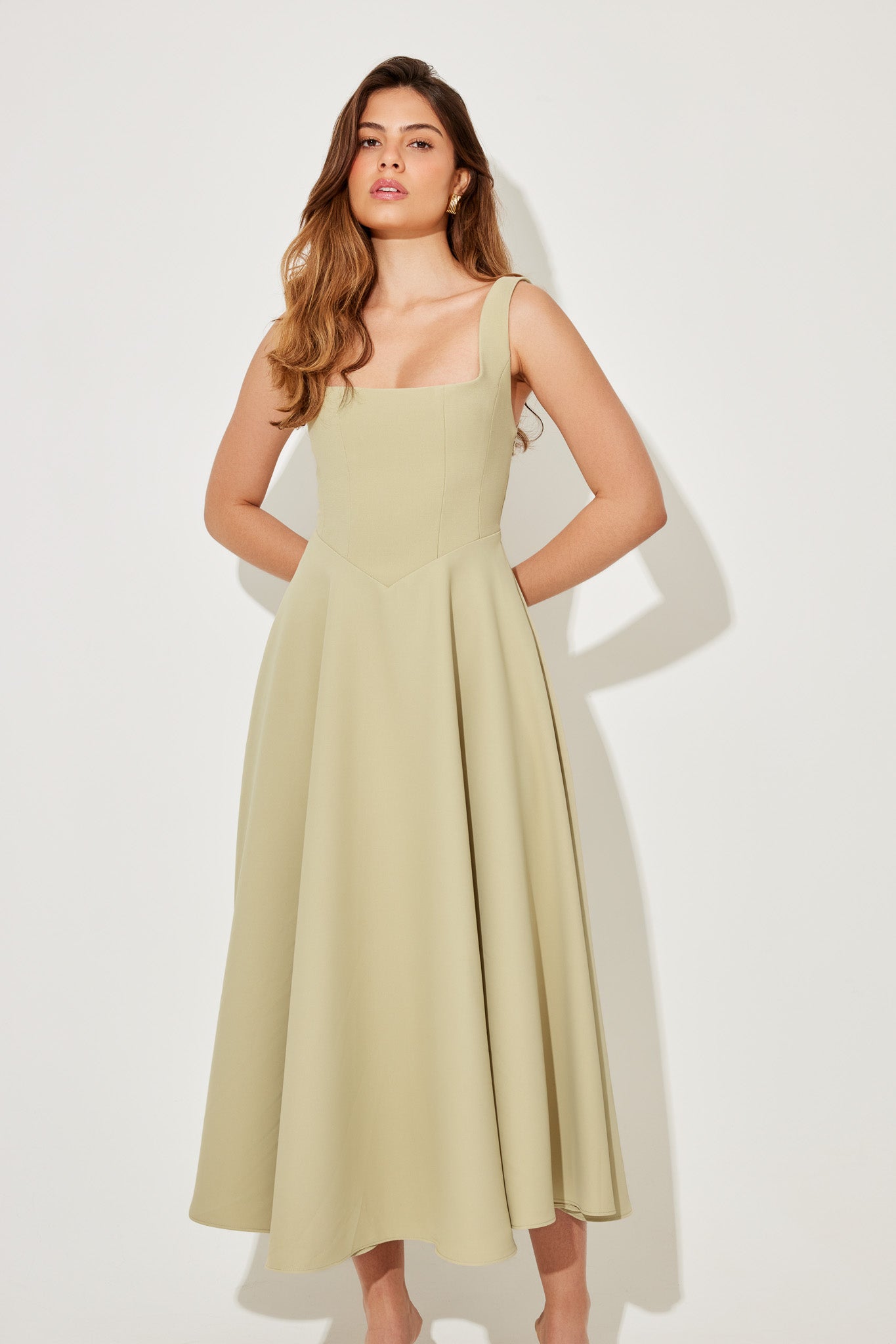 Women's Square Neck Midi Dress