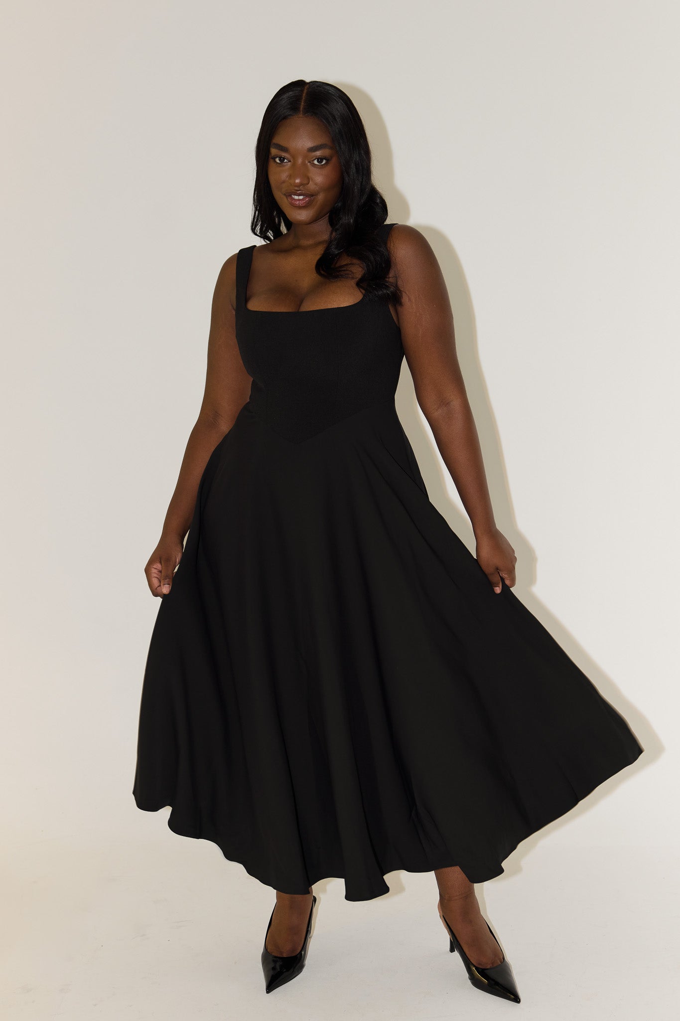 Women's Square Neck Midi Dress