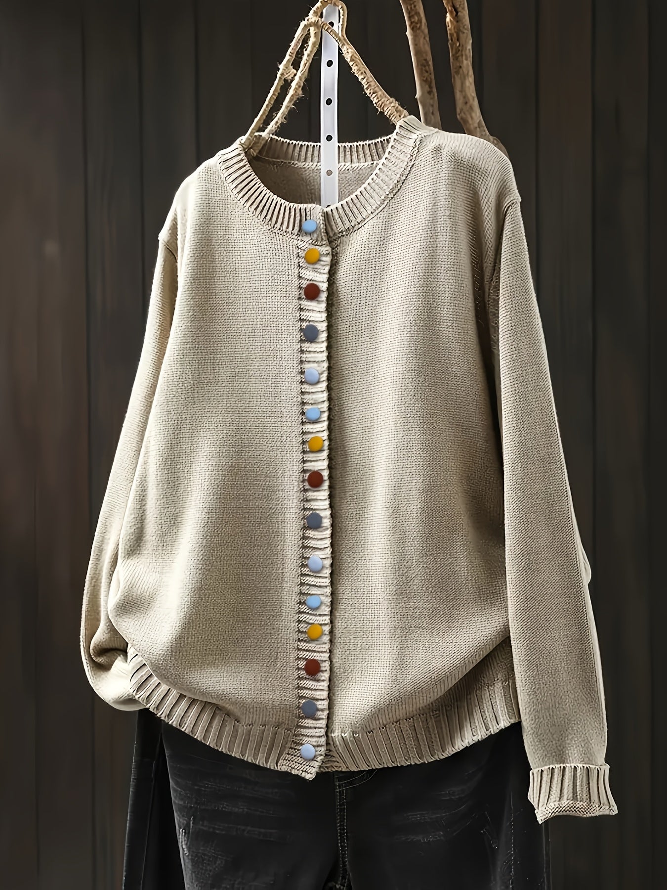 Women's Long Sleeve Cardigan – Beige