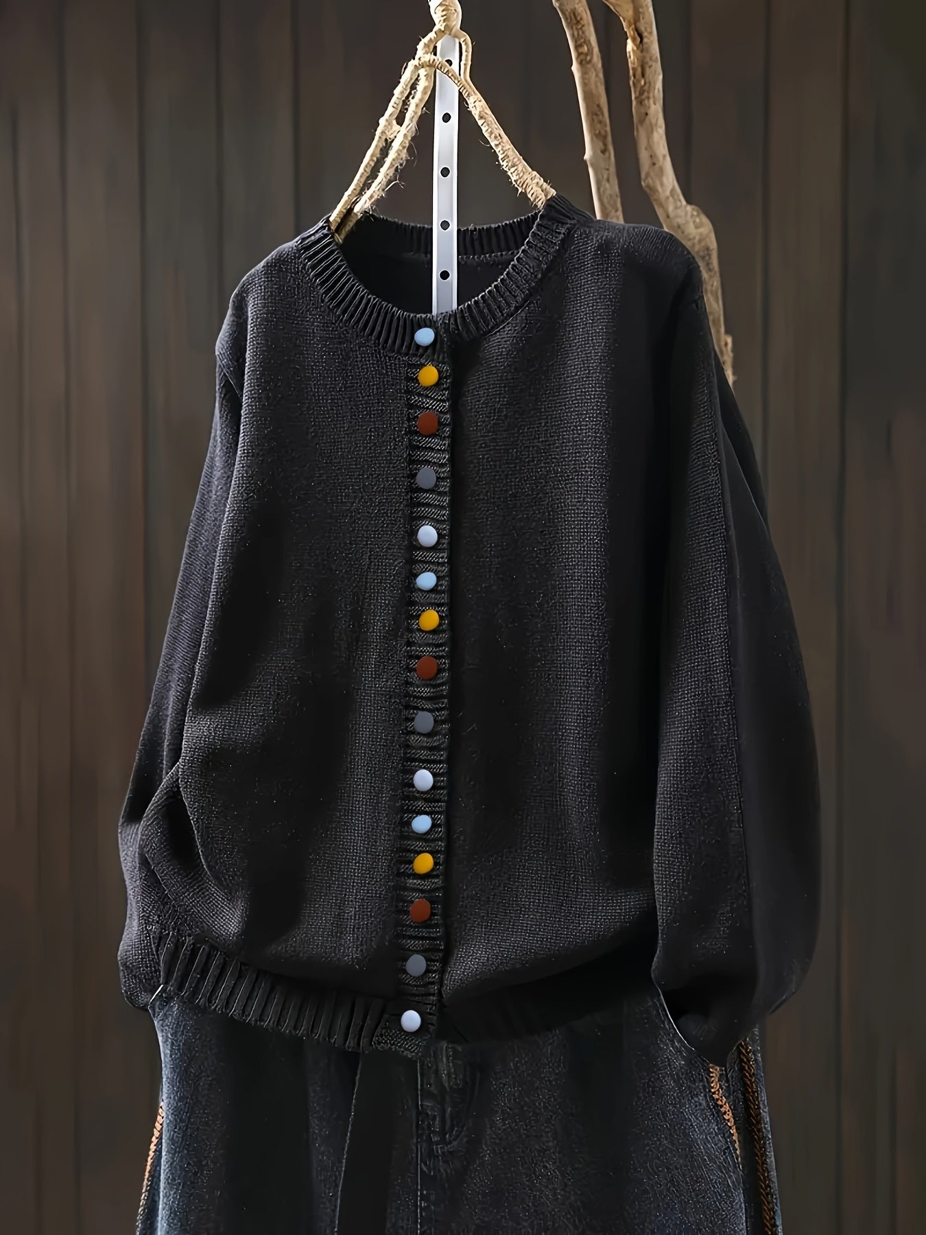 Women's Long Sleeve Cardigan – Black