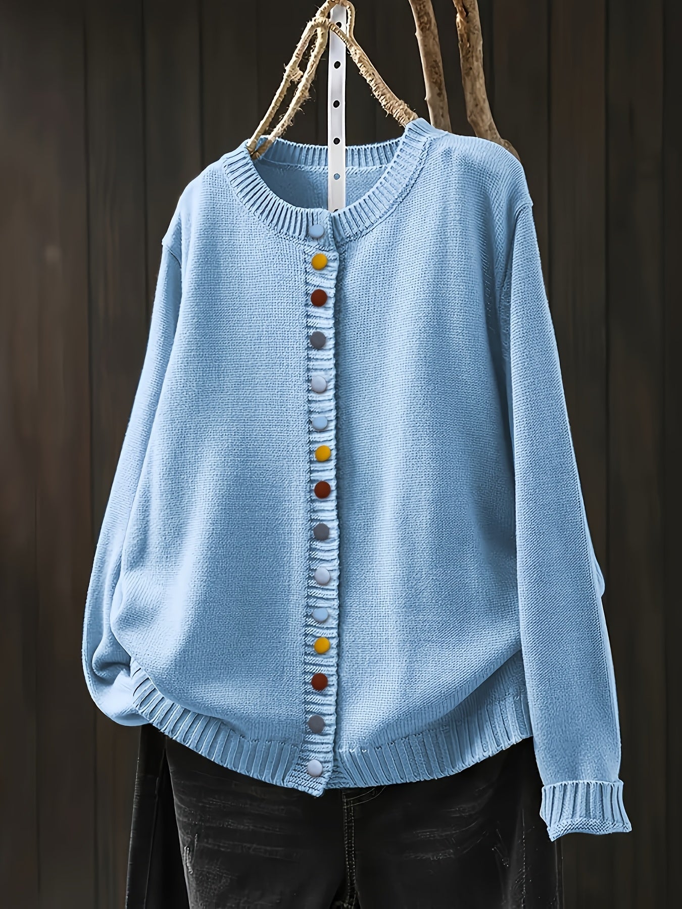Women's Long Sleeve Cardigan – Blue