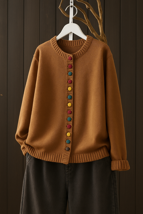 Women's Long Sleeve Cardigan – Brown