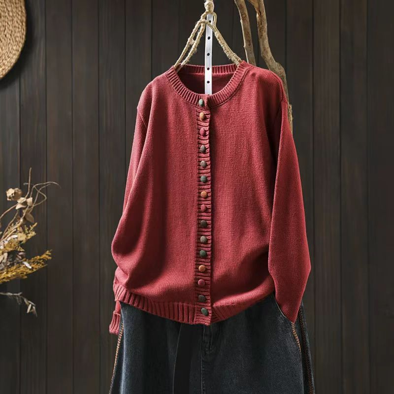 Women's Long Sleeve Cardigan – Red